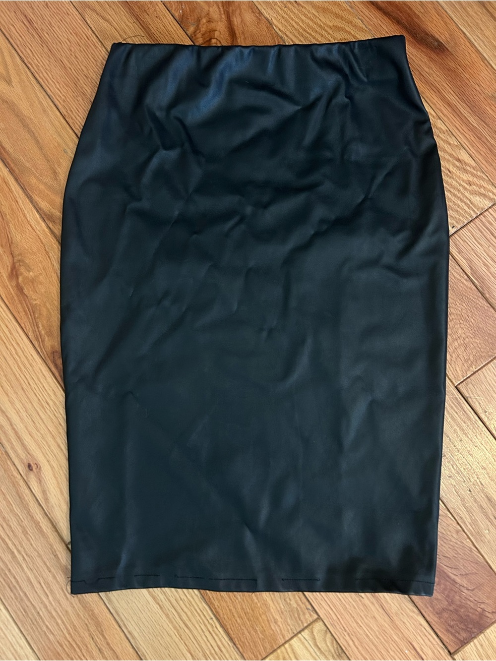 Revamped Black Faux Leather Pencil Skirt